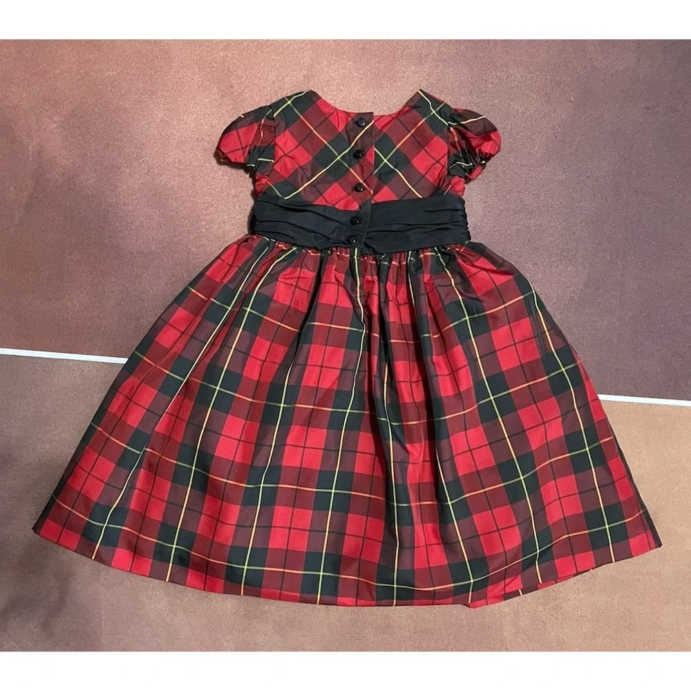Ralph Lauren Girls Red And Black Tartan Plaid Dress Holidays Occasions Size 4